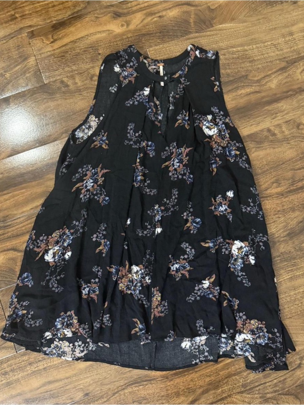 Free People Black Floral Sleeveless Dress with Pockets